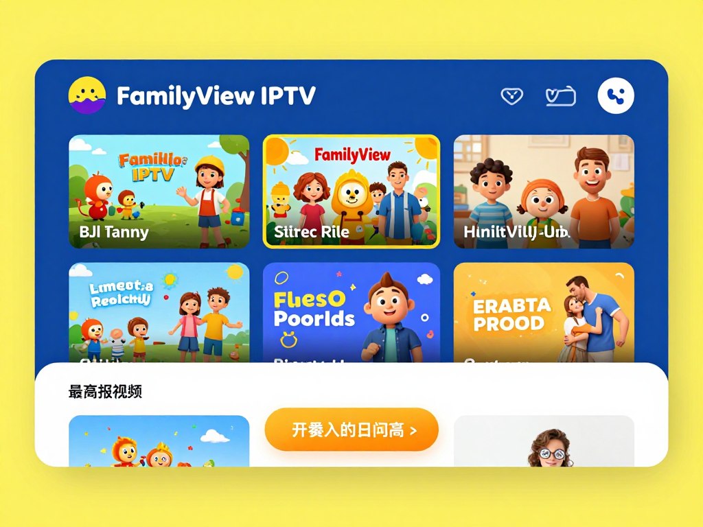 FamilyView IPTV showing kids and family content interface