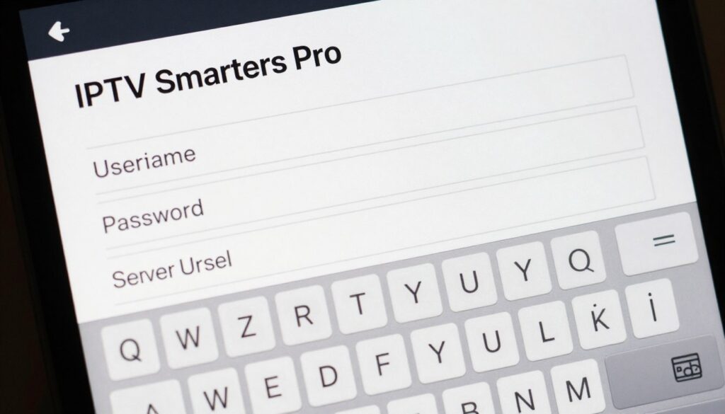 iptv smarters pro configuration screen with login fields