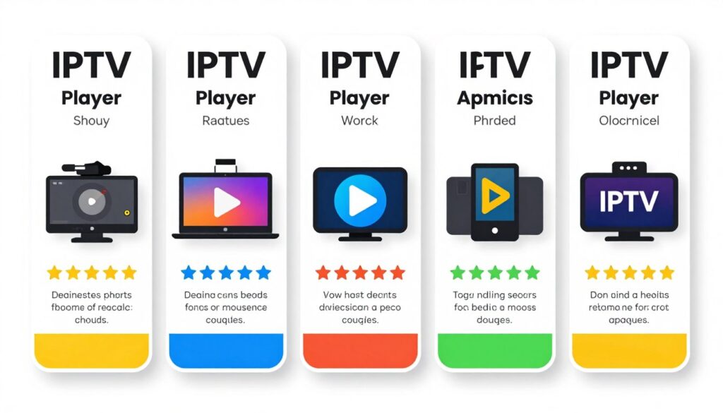 Comparison chart showing different IPTV applications for Firestick with ratings and features