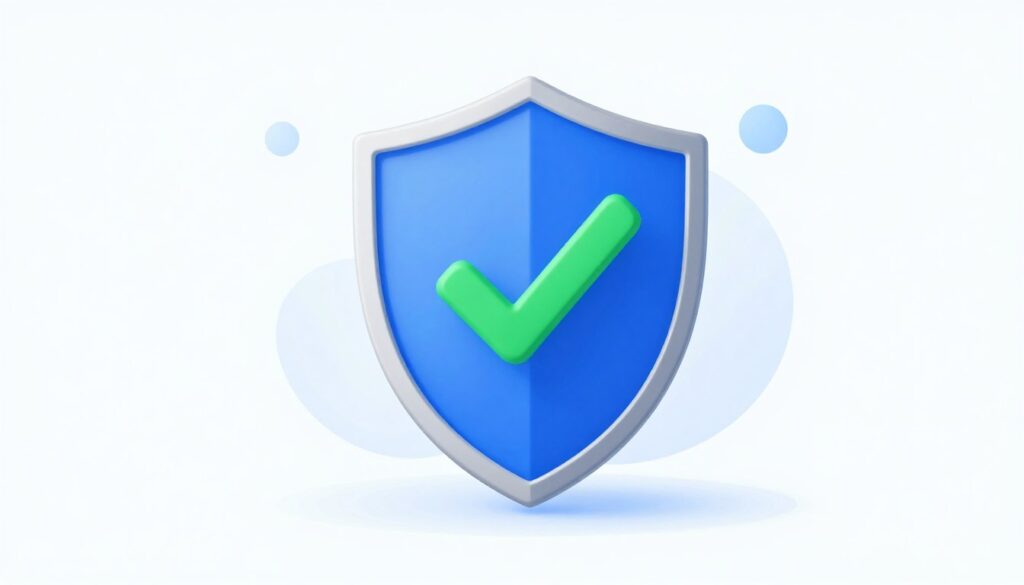 Digital security and legal compliance concept with shield icon and checkmark