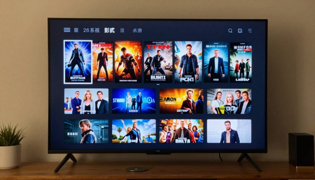 IPTV player showing local media library with movies and TV shows on Firestick