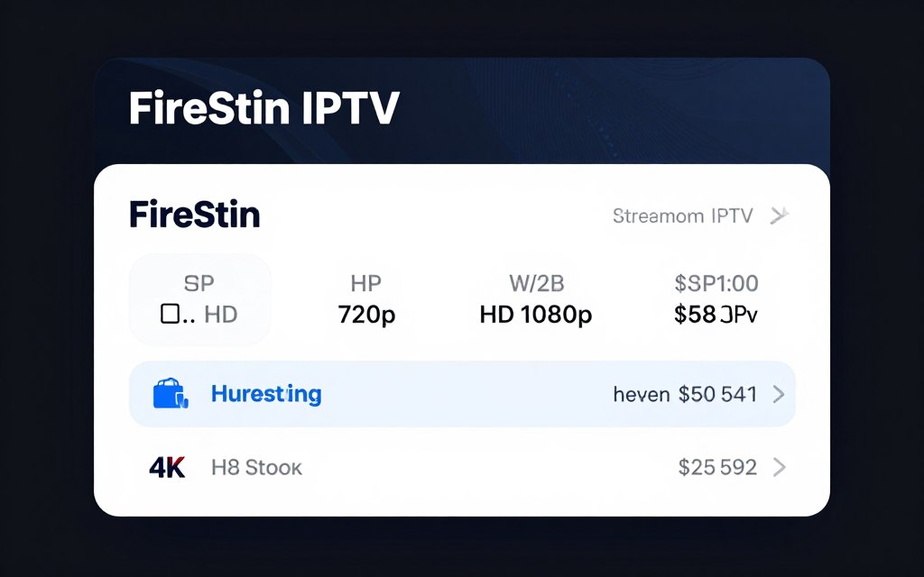 IPTV streaming quality settings interface showing HD and 4K options on Firestick