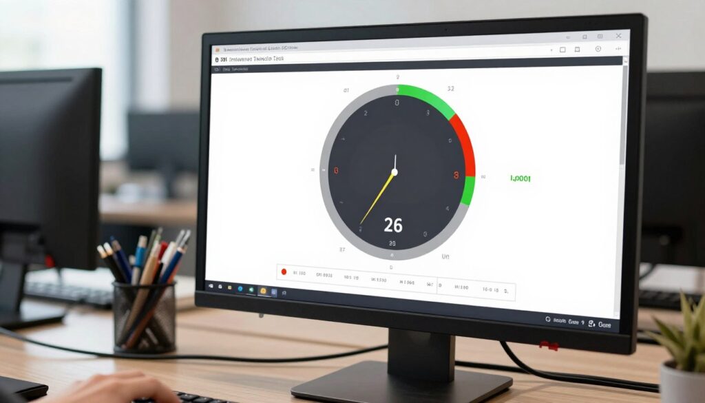 Internet speed test results on television screen showing bandwidth requirements for IPTV streaming
