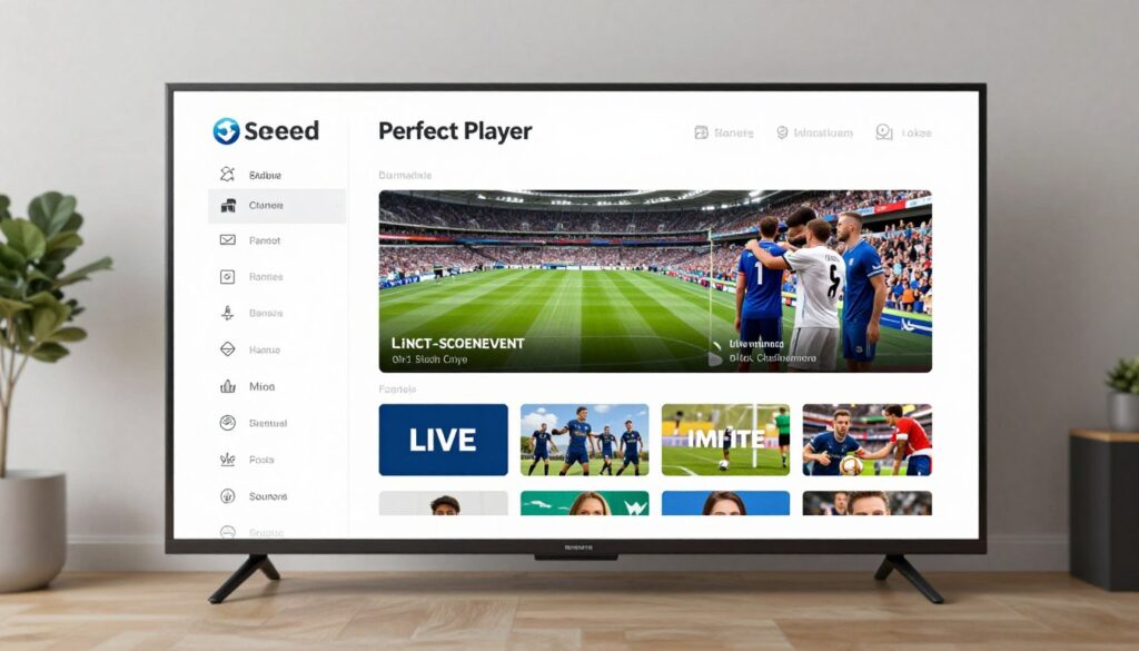 Perfect Player IPTV application showing minimalist interface with channel list on Amazon Firestick