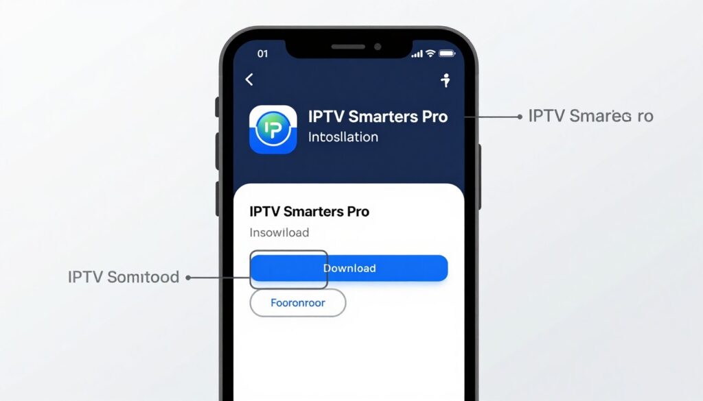 Step-by-step IPTV Smarters Pro installation process on smartphone screen