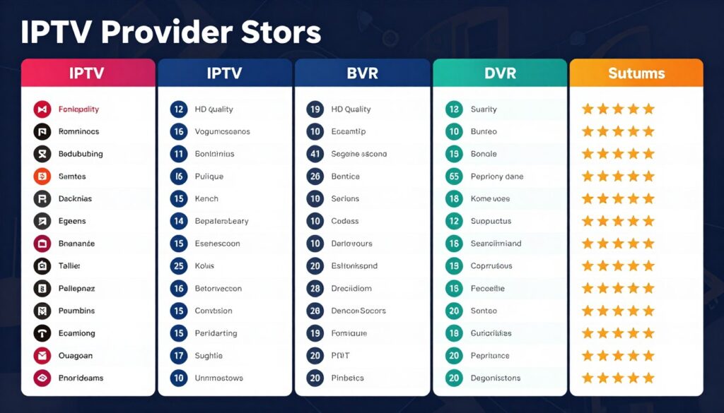 comparison chart showing different iptv provider features and pricing options for firestick users