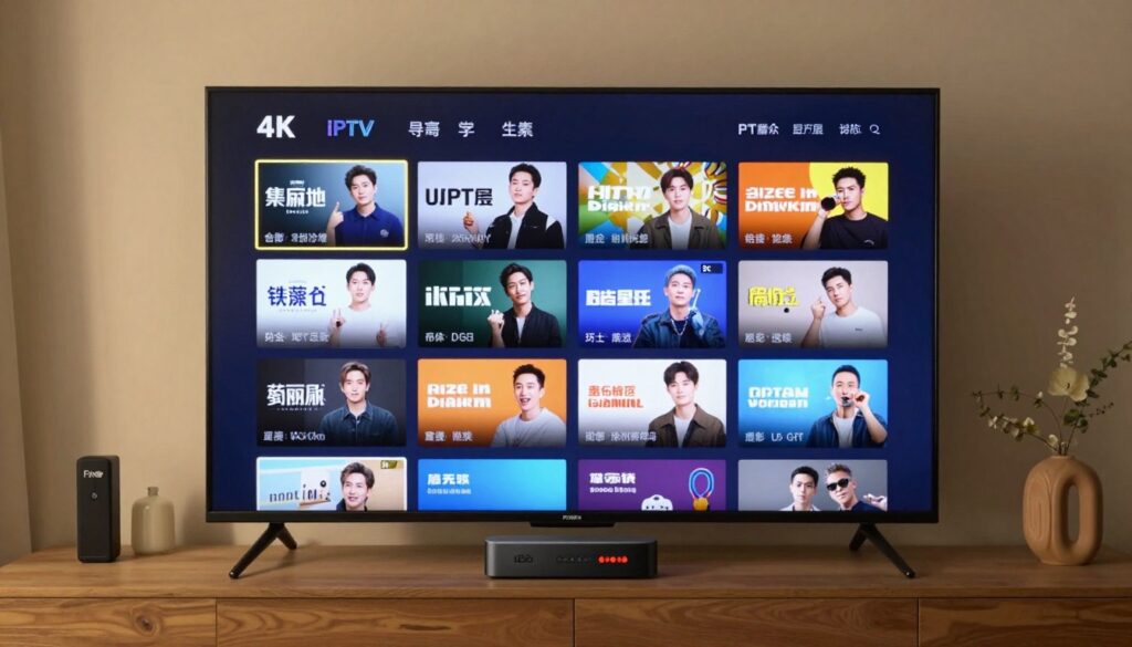 firestick iptv provider streaming interface showing multiple live channels and program guide on television screen