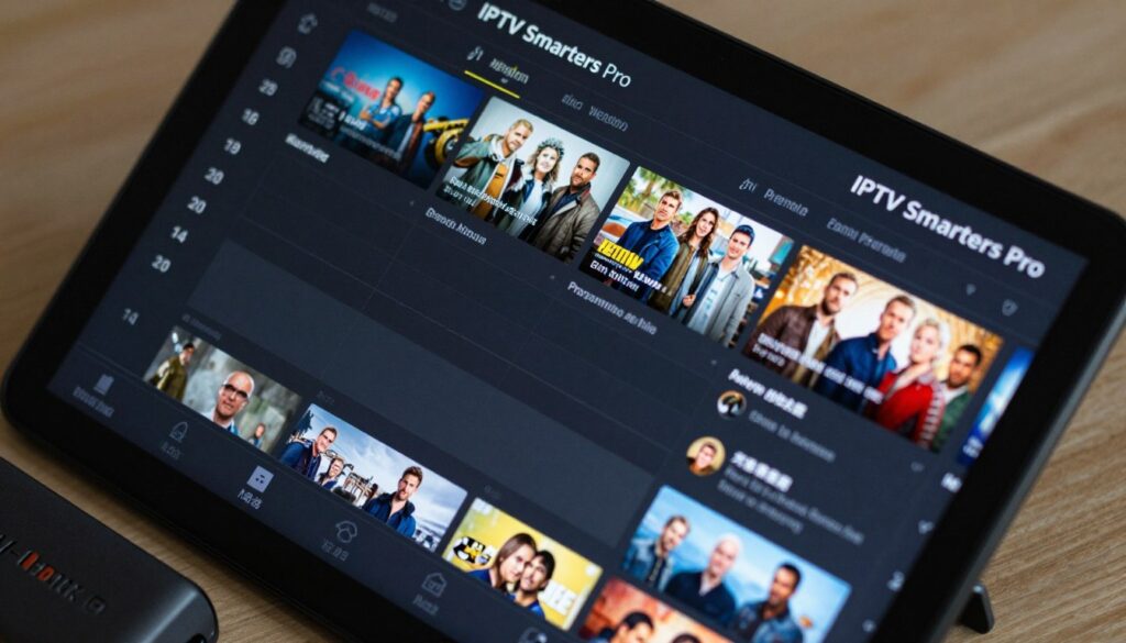 iptv smarters pro interface displaying electronic program guide with channel listings on firestick